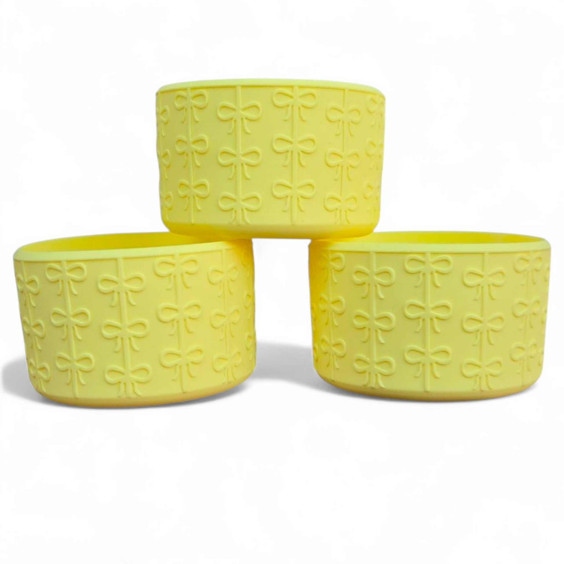 Yellow Lemonade Coquette Bow Silicone Tumbler Boot | Tumbler Sleeve 