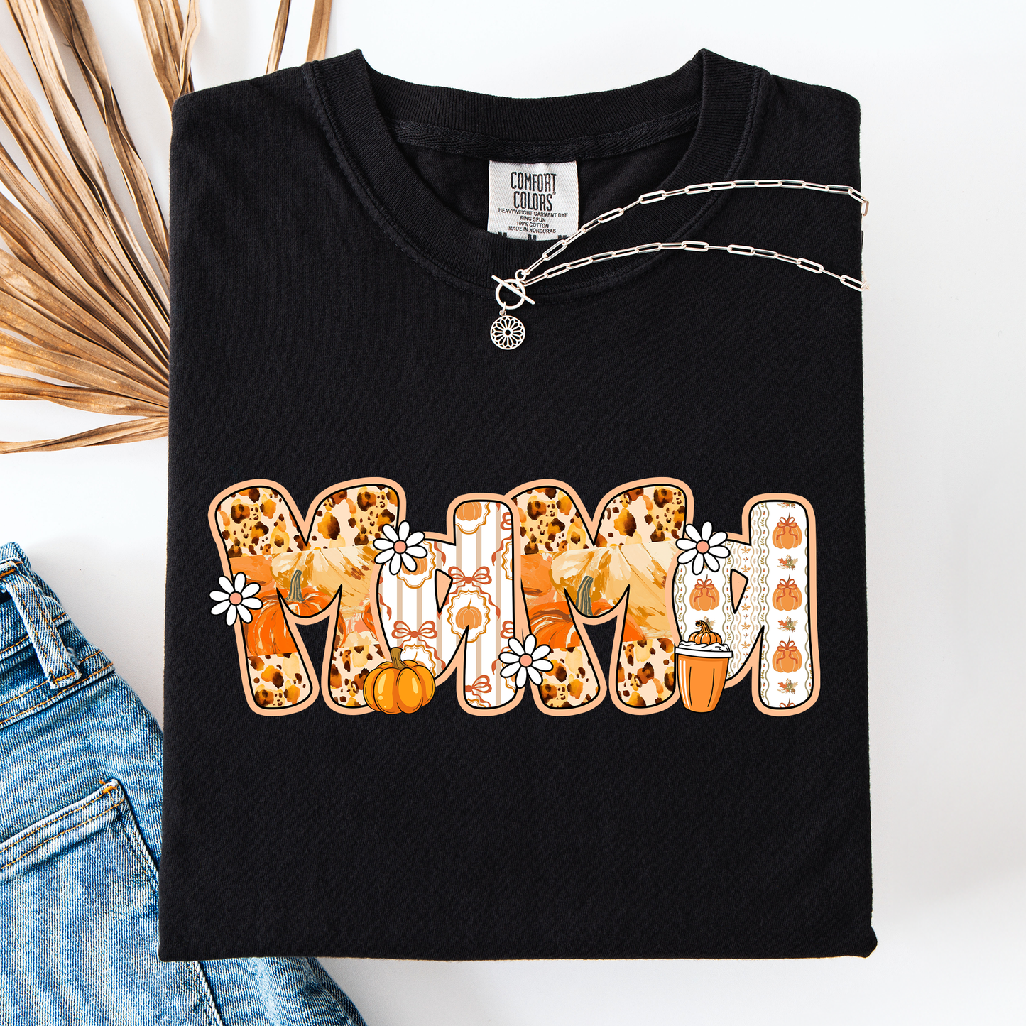 Black Mama, Pumpkin Pattern, Halloween, Autumn, Fall, Comfort Colors T-Shirt