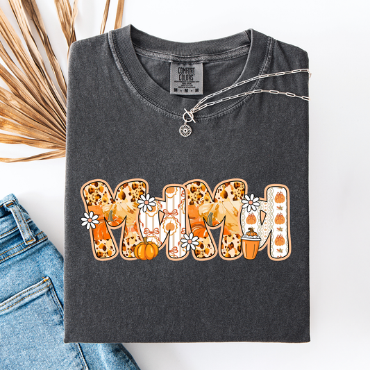 Charcoal Gray Mama, Pumpkin Pattern, Halloween, Autumn, Fall, Comfort Colors T-Shirt