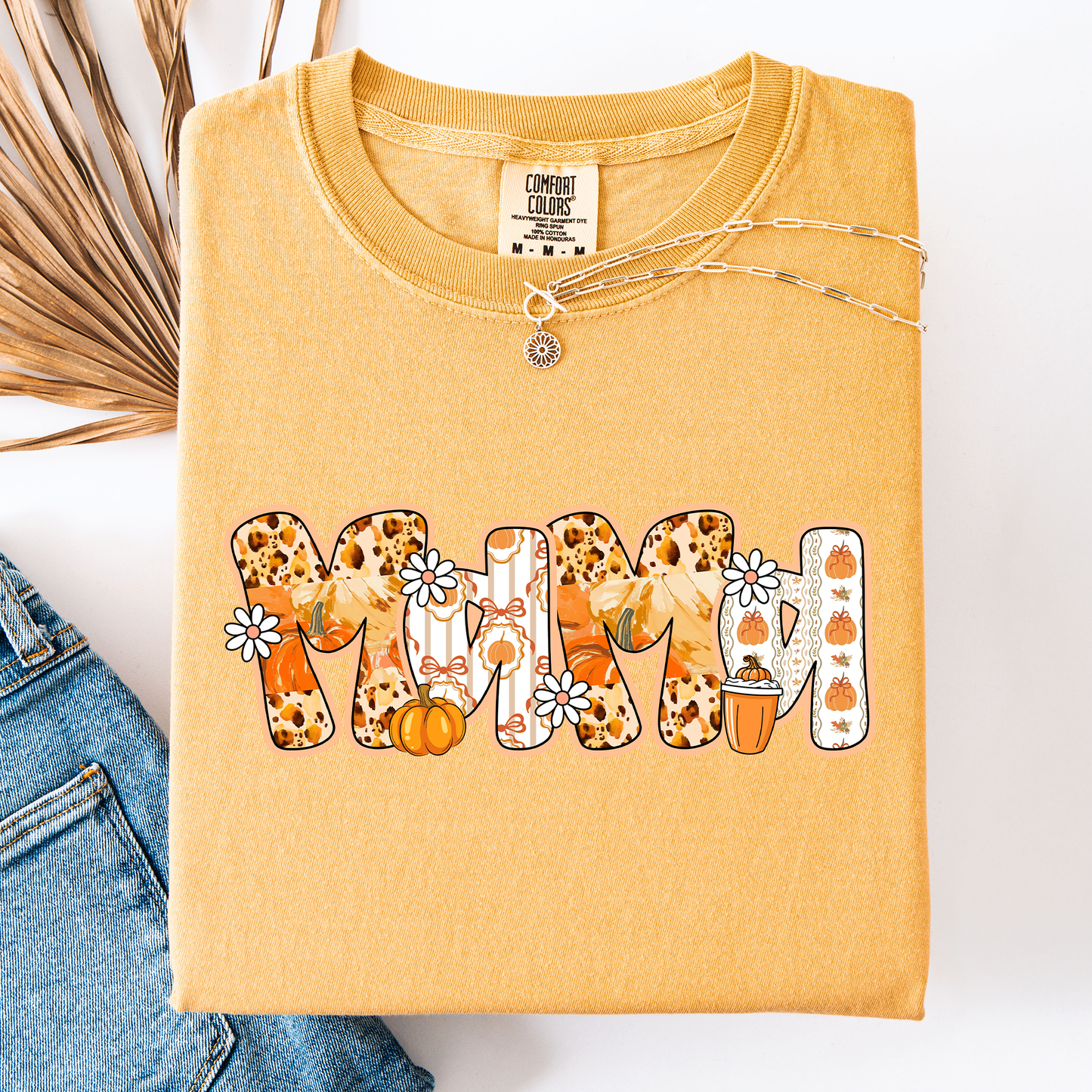 Yellow Mama, Pumpkin Pattern, Halloween, Autumn, Fall, Comfort Colors T-Shirt