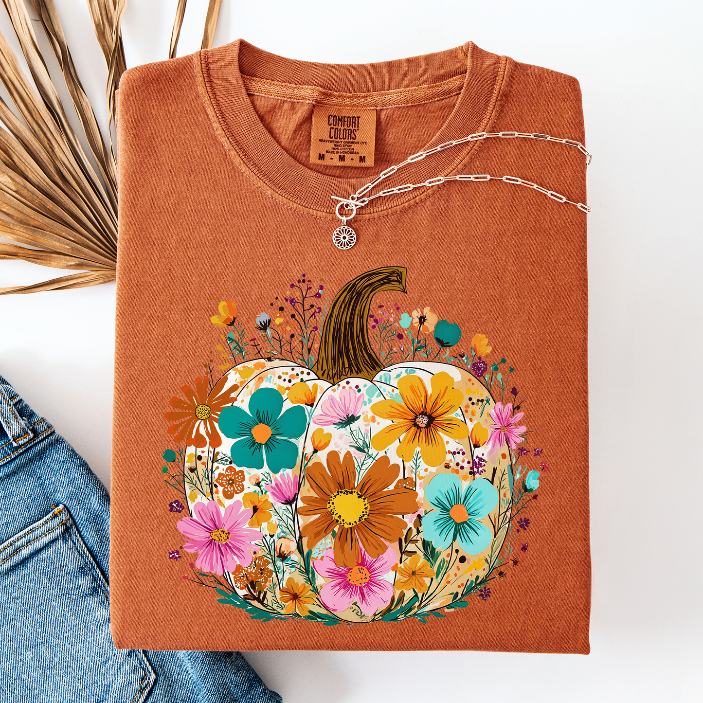 OraPumpkin Floral, Halloween, Fall, Autumn, Comfort Colors T-Shirt