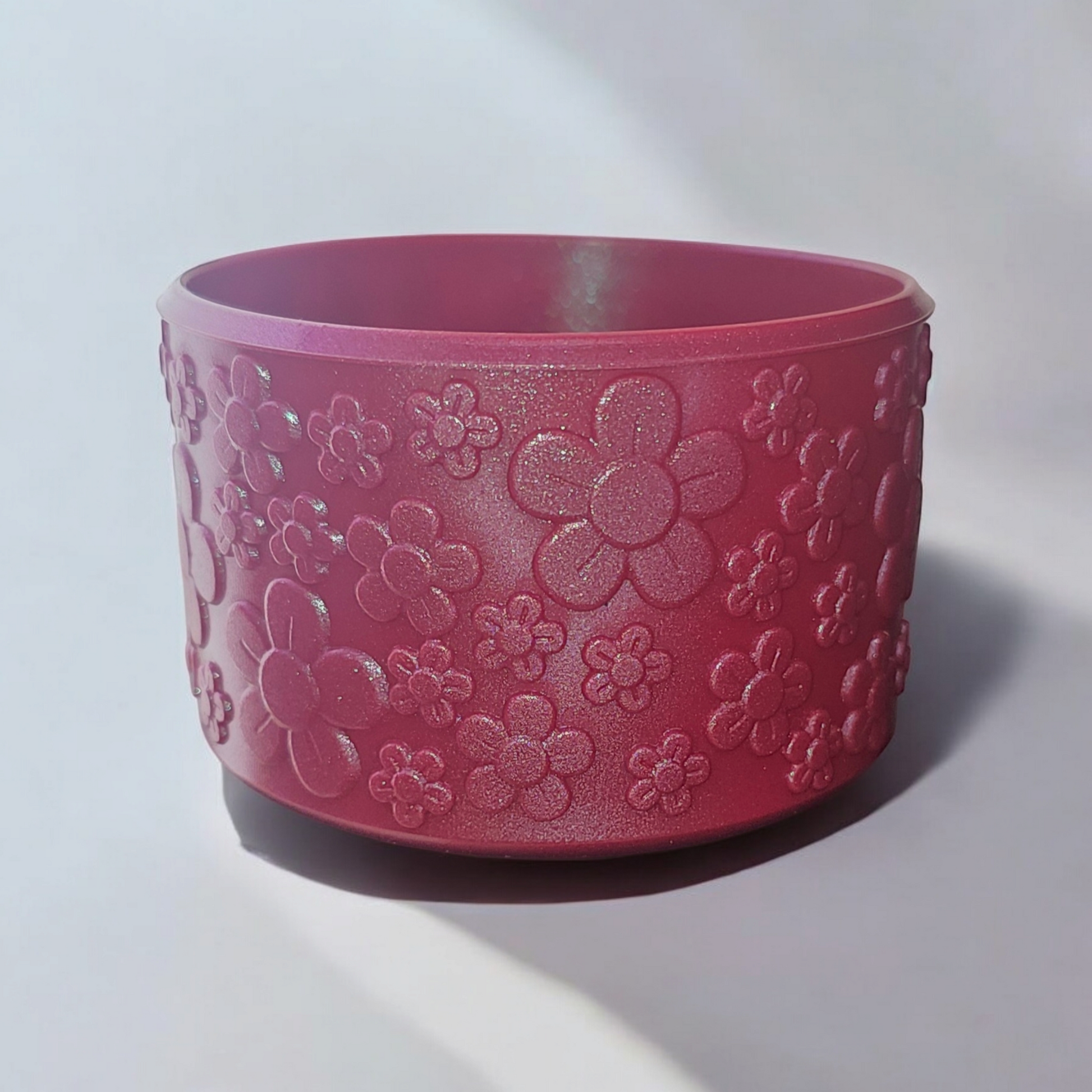 Mauve Shimmer Textured Flower Silicone Tumbler Boot. Fits 32oz-40oz Tumblers. 