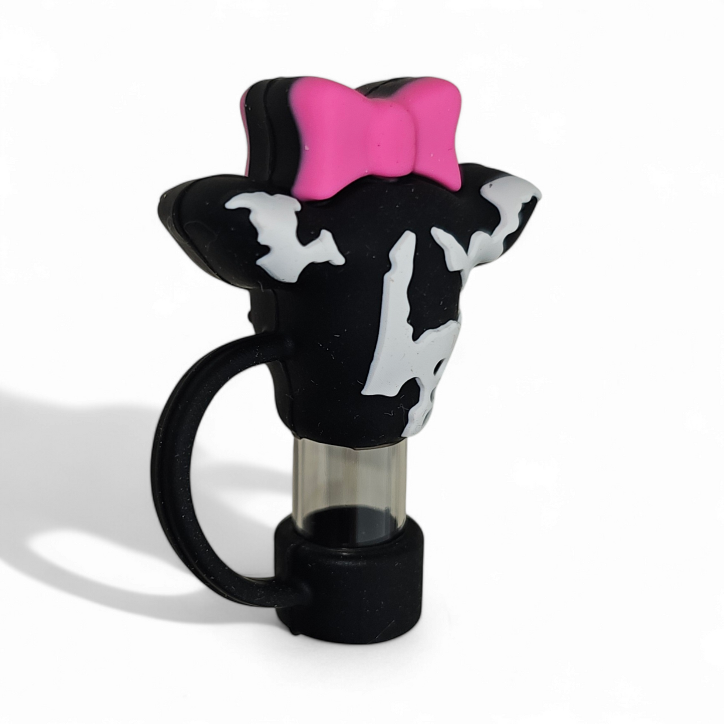 Cow 3D Silicone Straw Topper  - Straw Cover  - Black, White, Pink