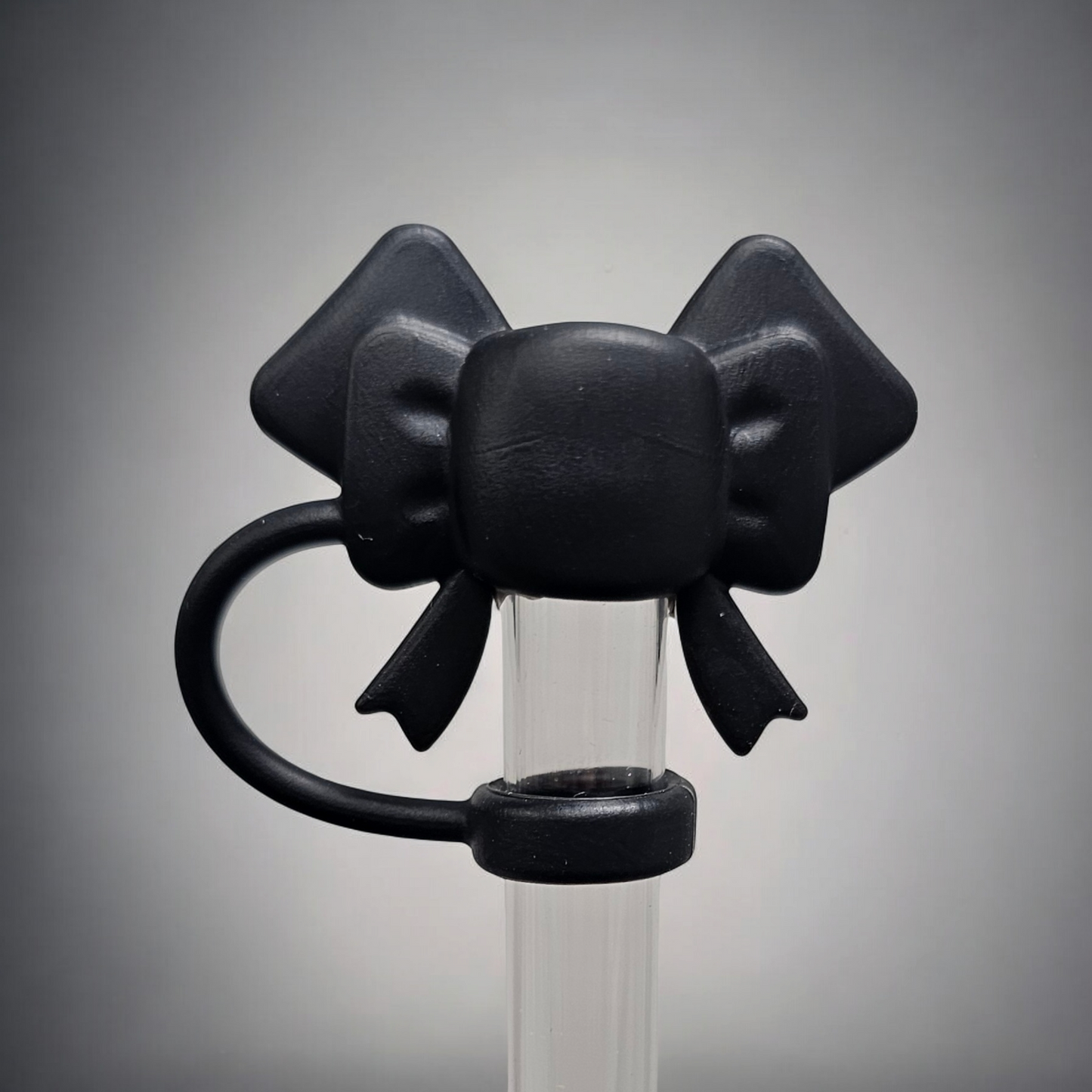 Coquette Bow 3D Silicone Straw Topper  - Black