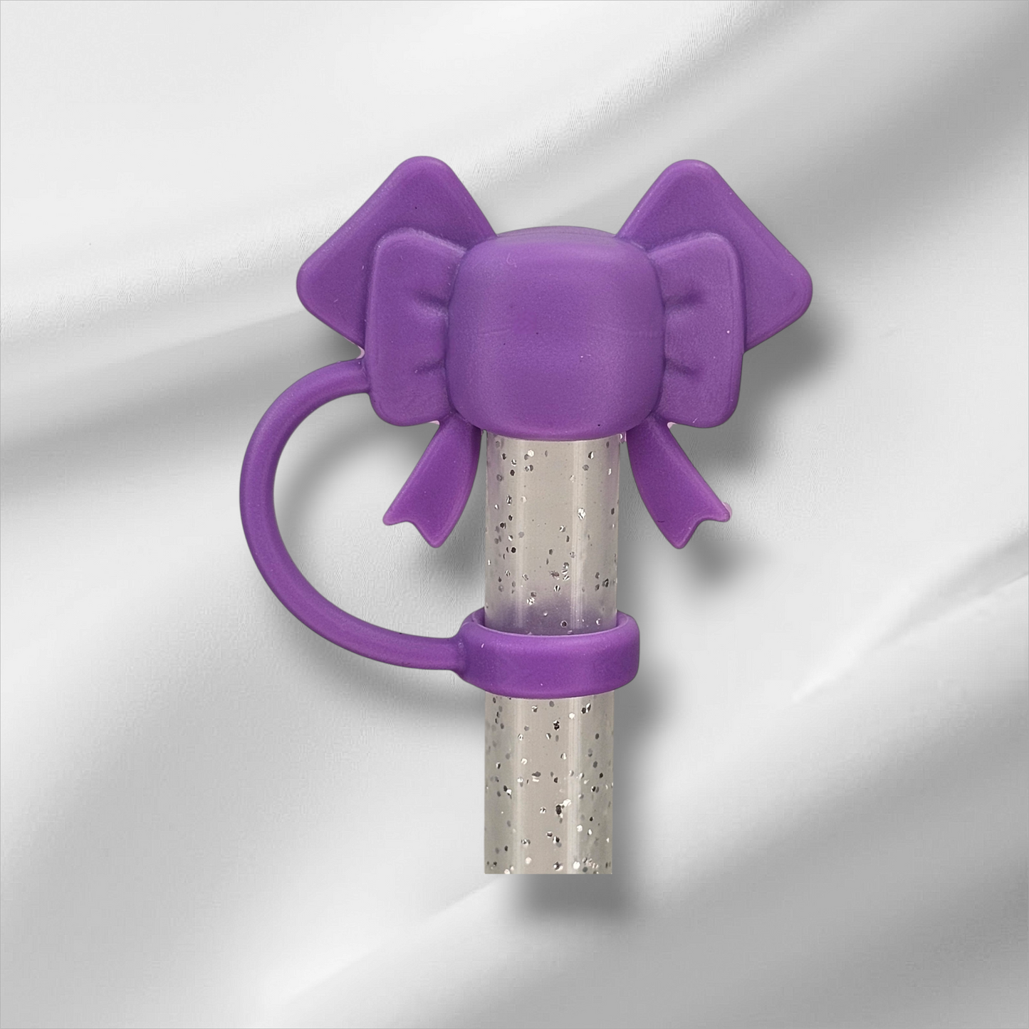 Lavender Purple Coquette Ribbon Bow 3D Silicone Straw Topper. Fits 10mm and Stanley tumbler straws. 