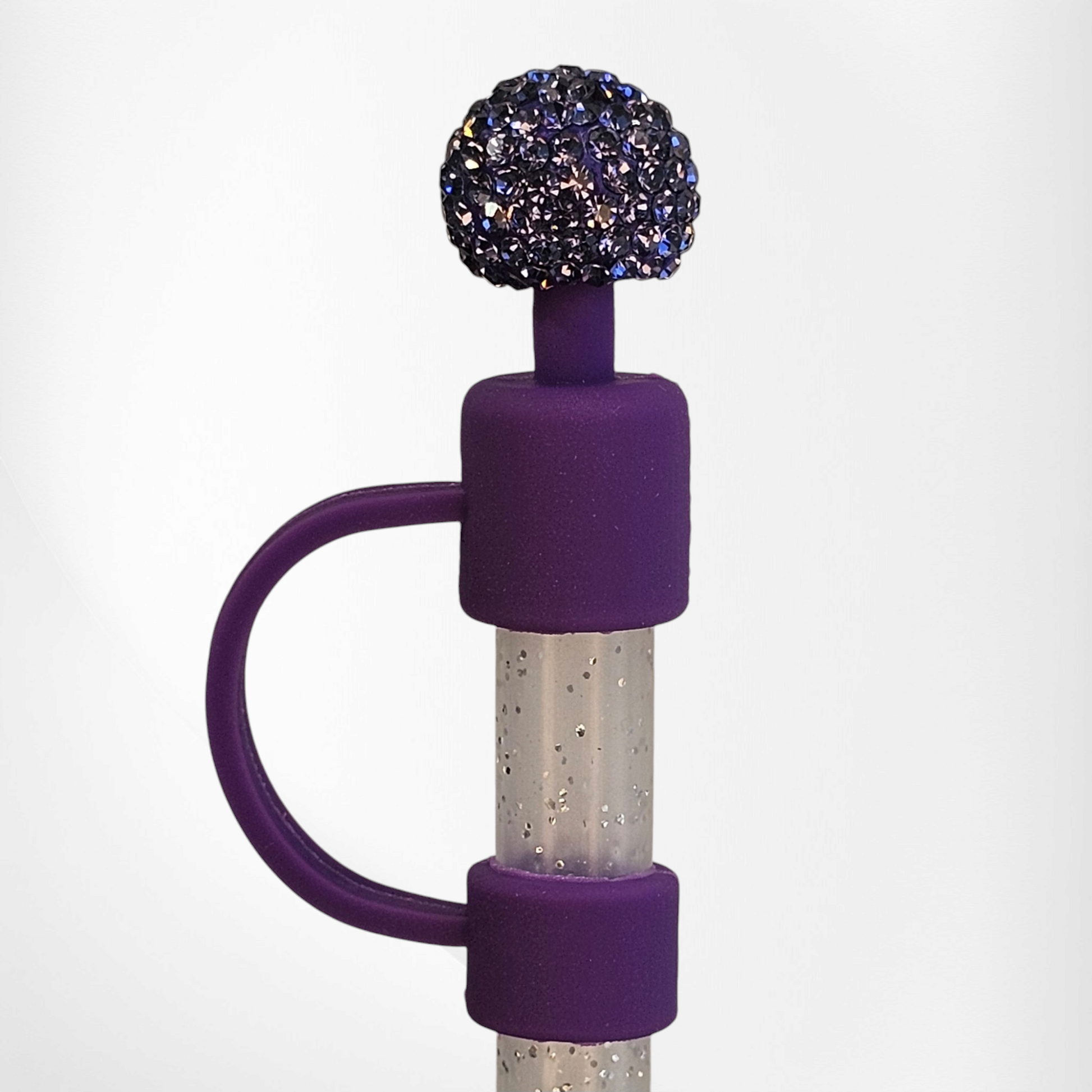 Glitter Microphone Silicone Straw Topper - Purple Southern Creative Glamour Glitter Microphone Silicone Straw Topper - Purple Southern Creative Glamour