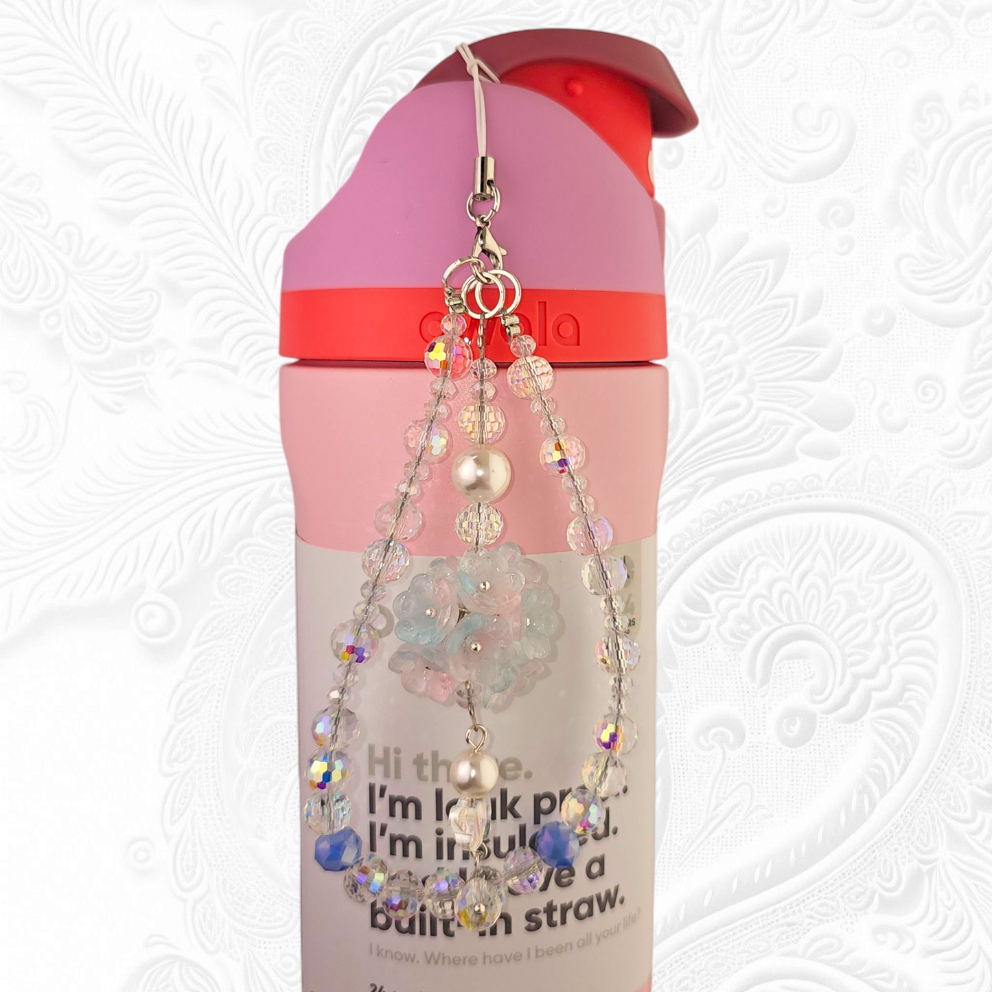 Deluxe Beaded Tumbler Charm Necklace - Pink and Blue