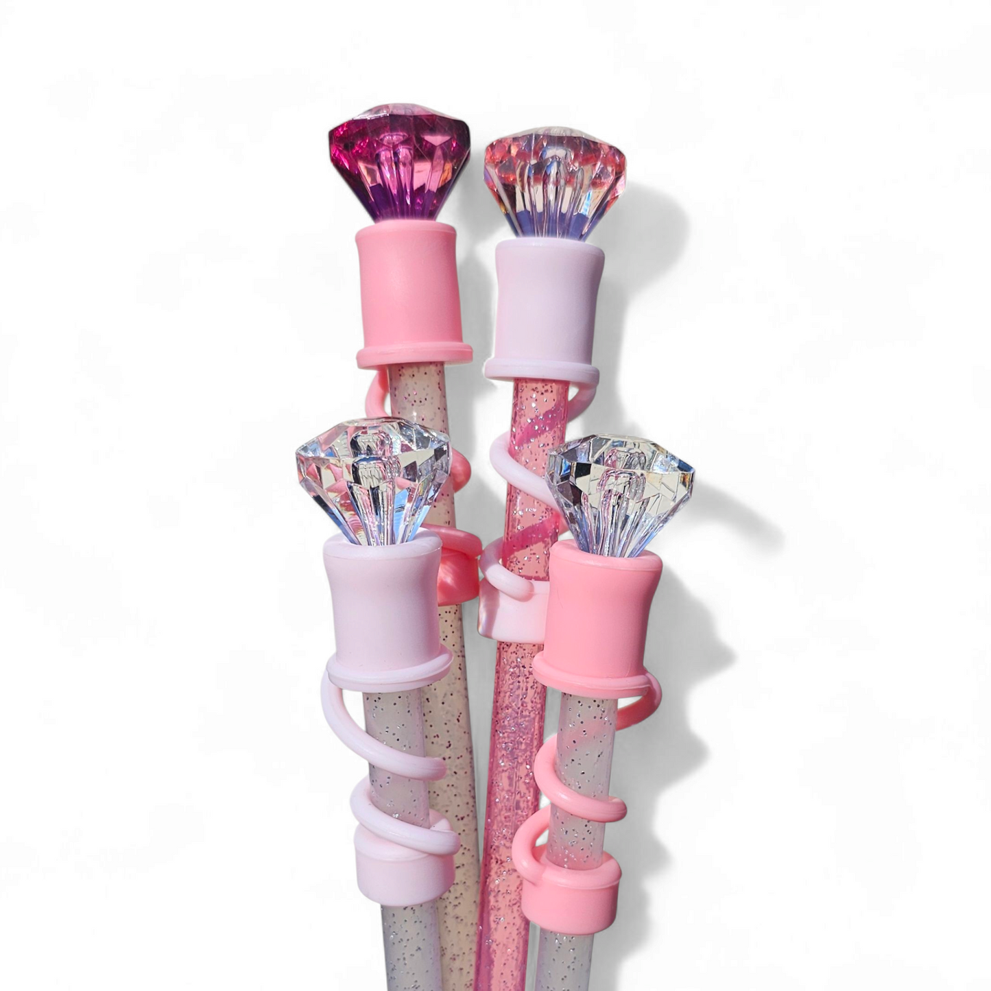 Pink Diamond 3D Silicone 10mm Straw Toppers by Southern Creative Glamour 