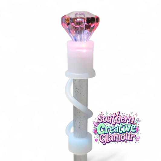 Pink Diamond Silicone 10mm Straw Topper | Straw Cover by Southern Creative Glamour 