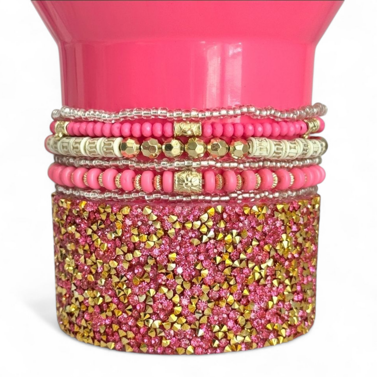 Pink & Gold Tumbler Bracelet Stack -fits 30-40oz