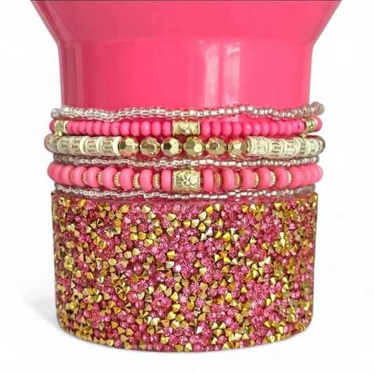 Pink & Gold Tumbler Bracelet Stack -fits 30-40oz