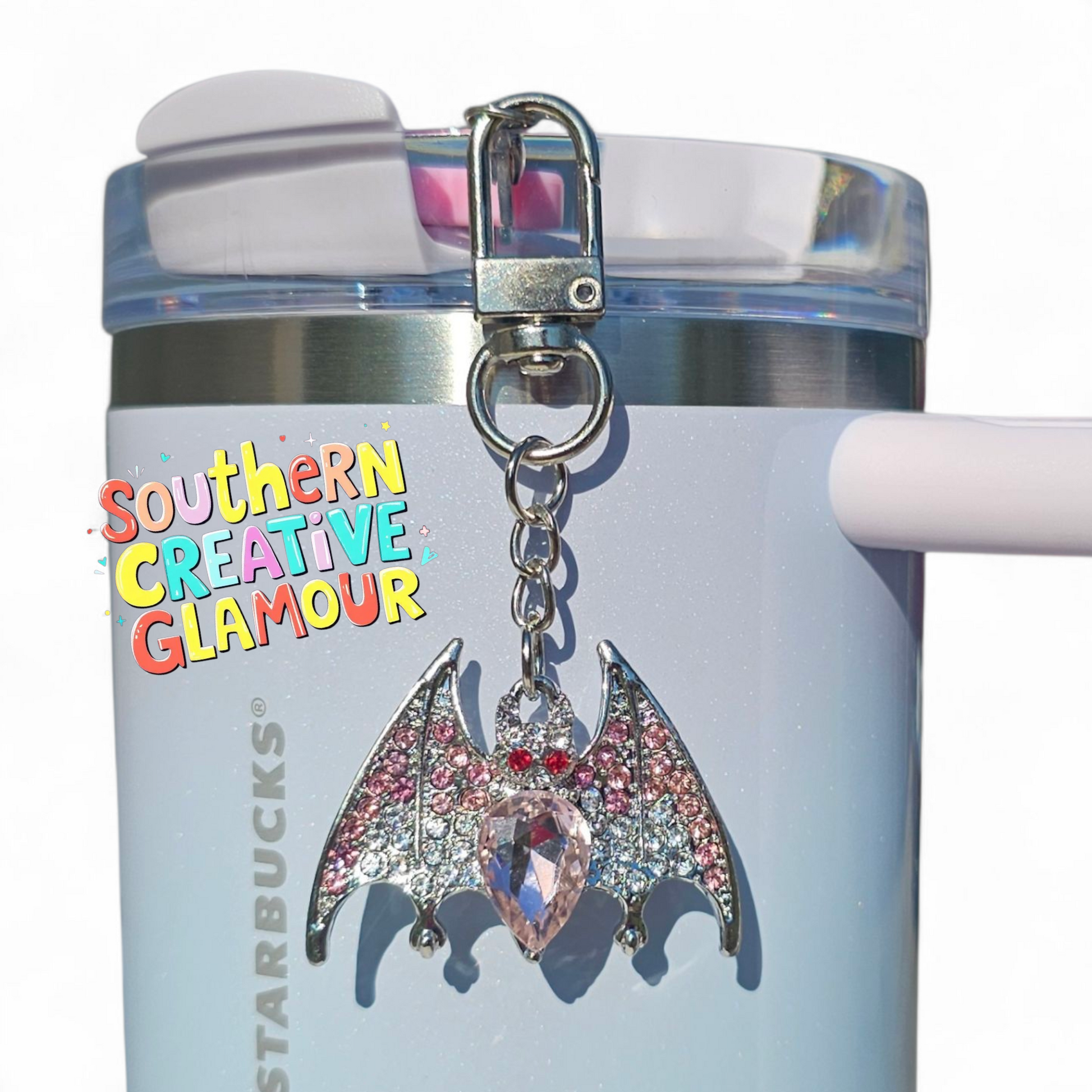 Pink Rhinestone Bat Charm – Tumbler Charm