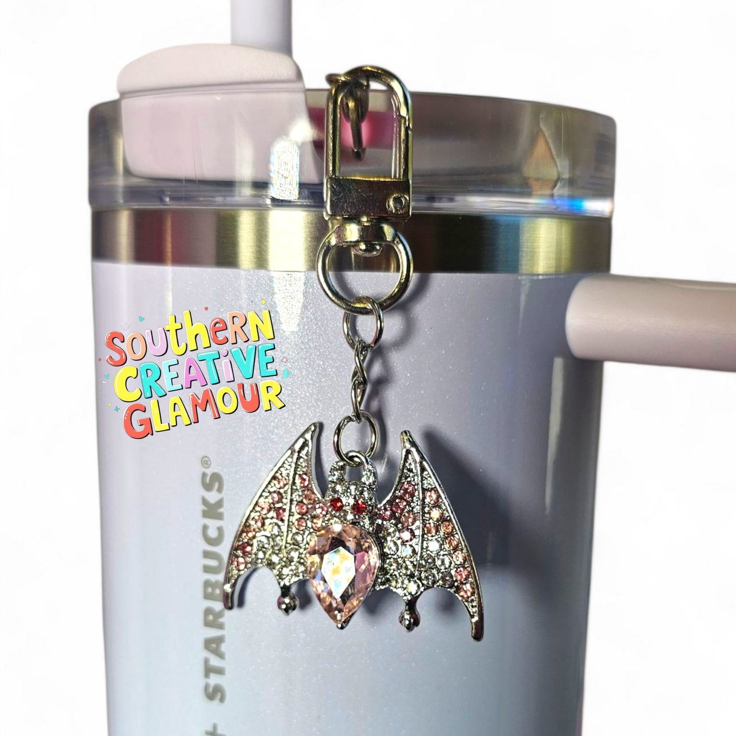 Pink Rhinestone Bat Charm – Tumbler Charm