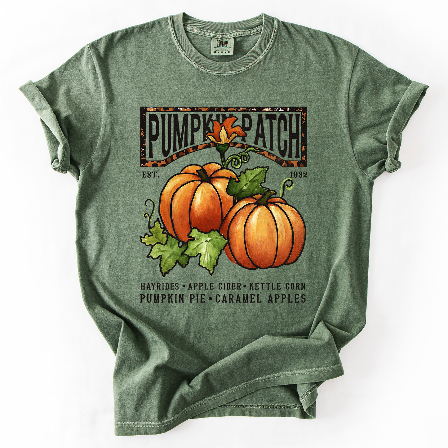 Moss green Pumpkin Patch, Autumn, Fall, Halloween, Comfort Colors T-Shirt