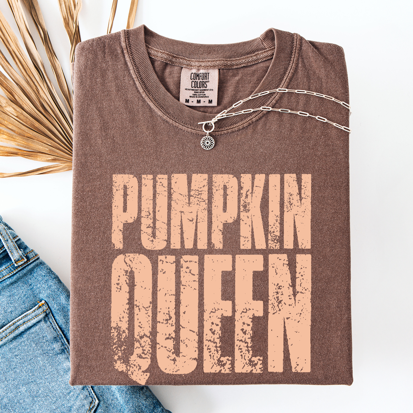Brown Pumpkin Queen, Halloween, Autumn, Fall, Comfort Colors T-Shirt