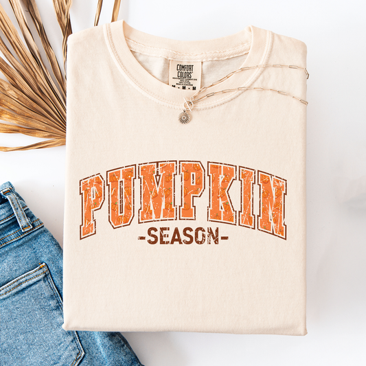 Cream Pumpkin Season, Classic Varsity, Halloween, Fall, Autumn, Comfort Colors T-Shirt