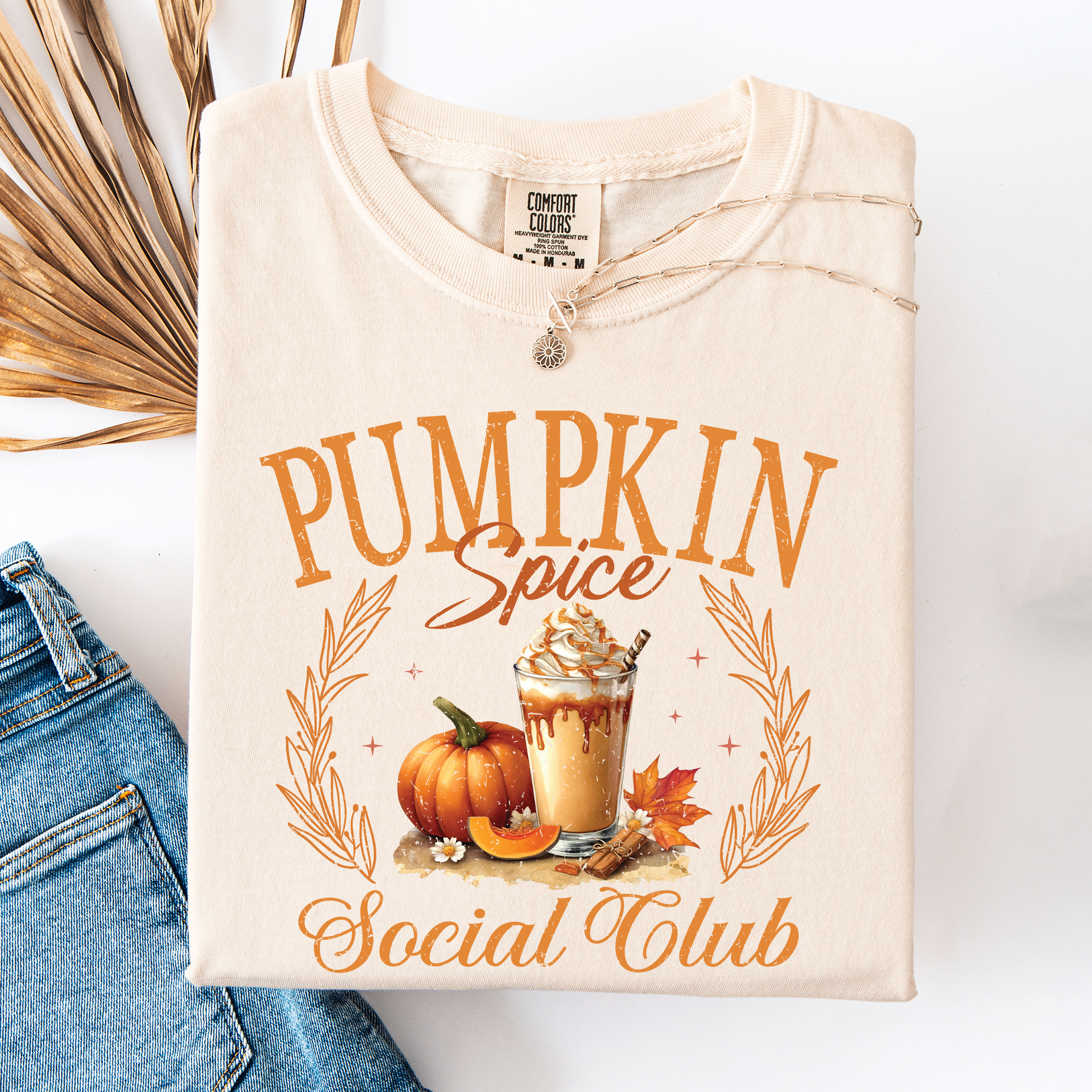 Cream Pumpkin Spice Social Club, Autumn, Halloween, Fall, Comfort Colors T-Shirt