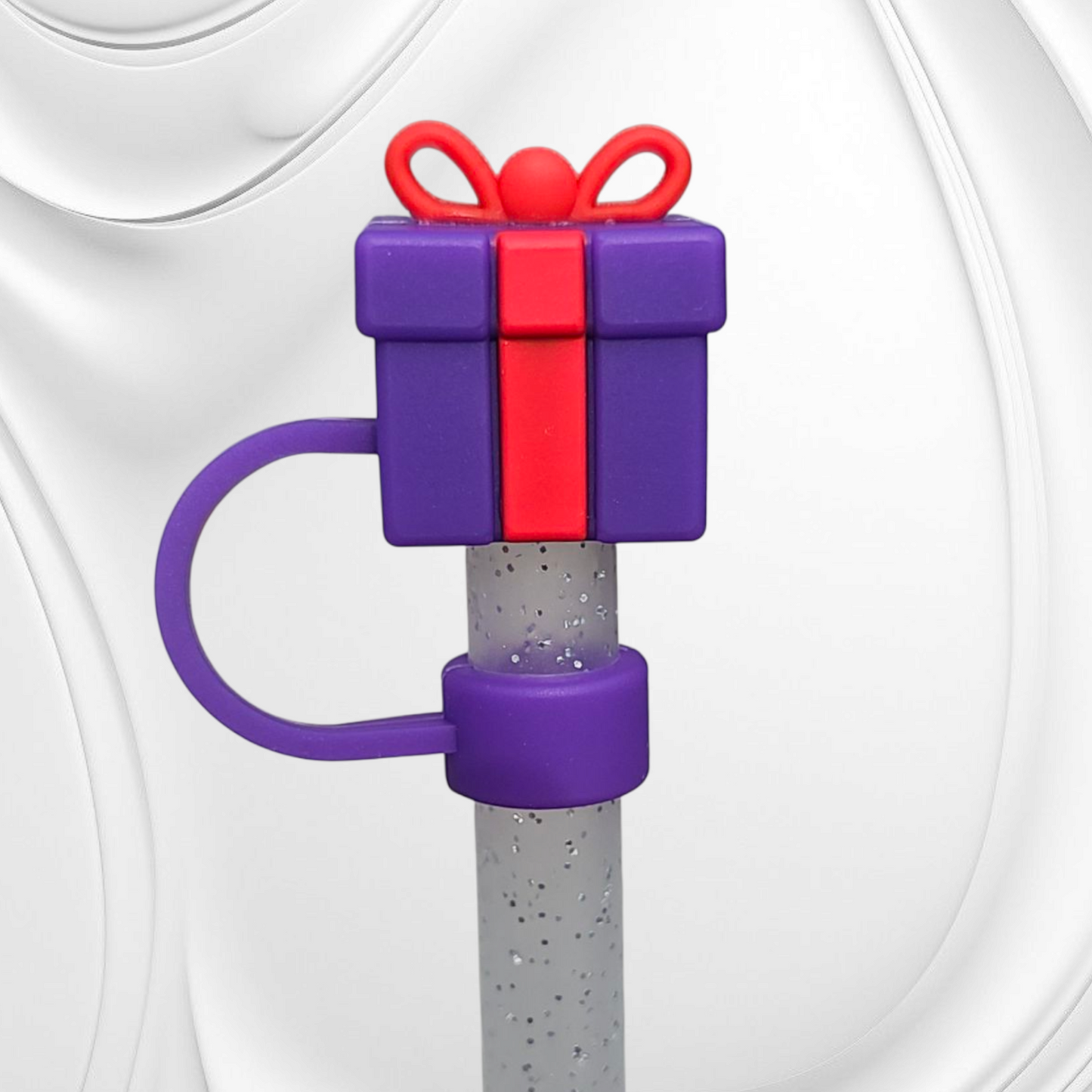 Purple and red Christmas Present 3D Silicone Straw Topper | Straw Cover by Southern Creative Glamour 