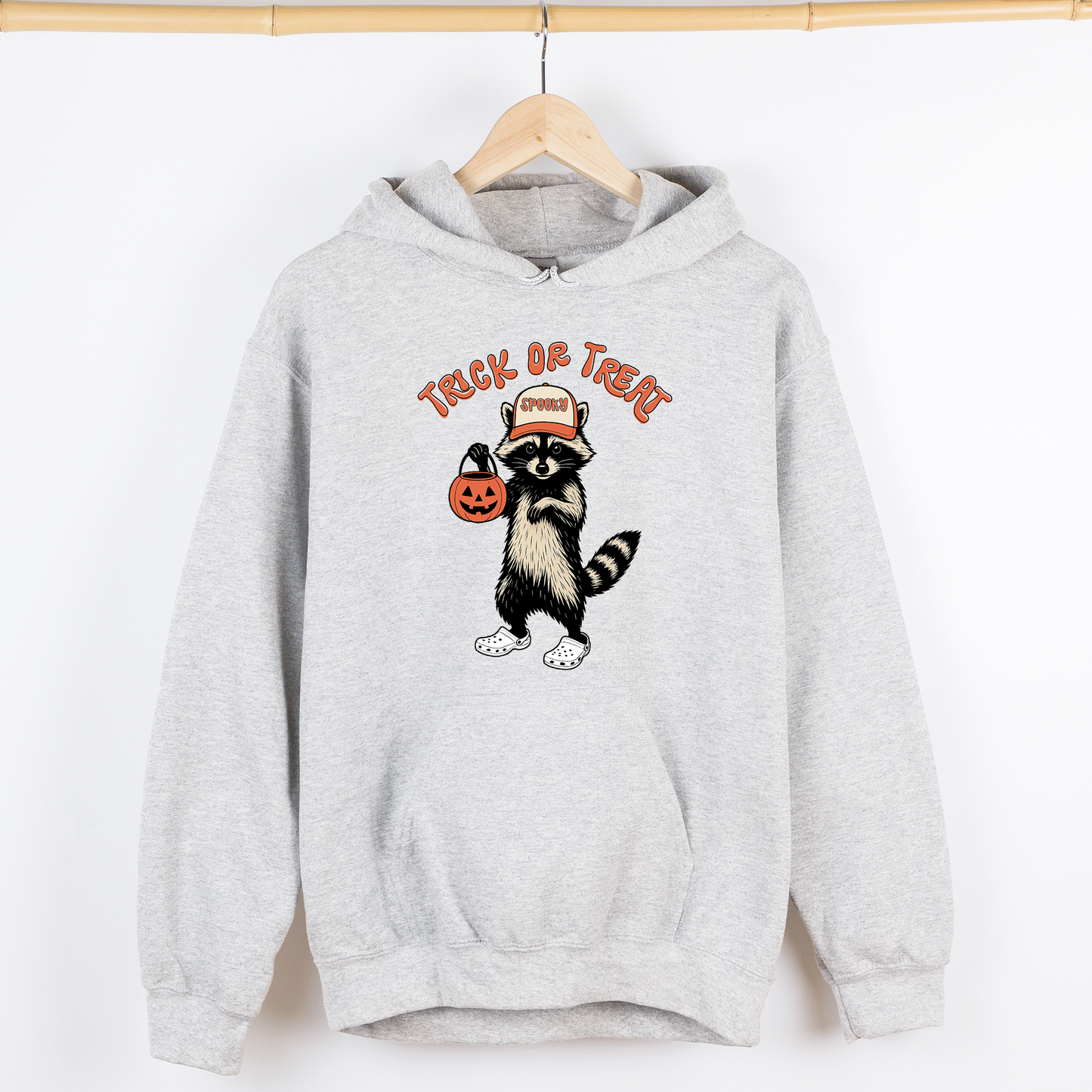 Ash gray Raccoon, Trick or Treat, Cute, Halloween, Spooky, Graphic Hoodie, Hooded Sweatshirt