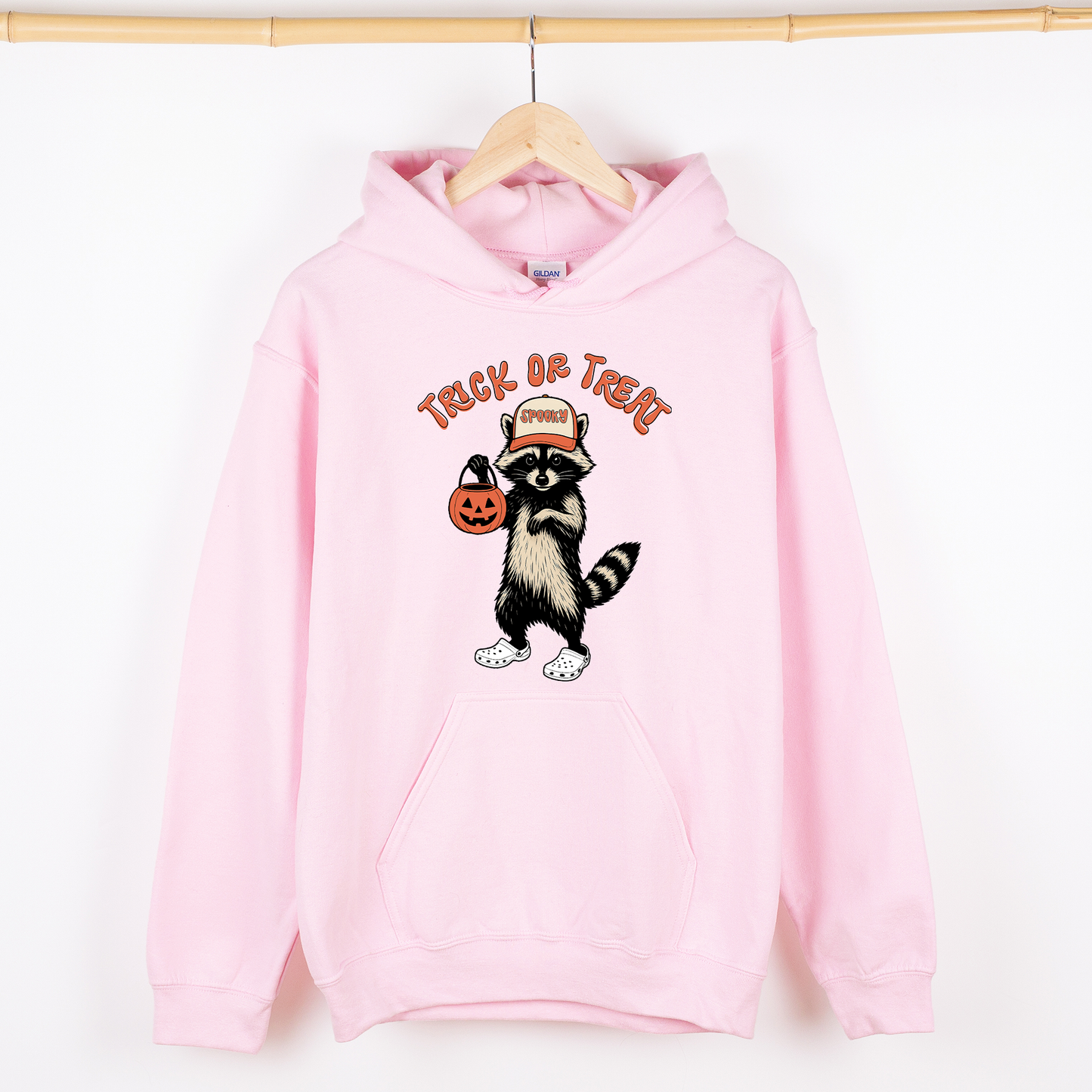 Light Pink Raccoon, Trick or Treat, Cute, Halloween, Spooky, Graphic Hoodie, Hooded Sweatshirt