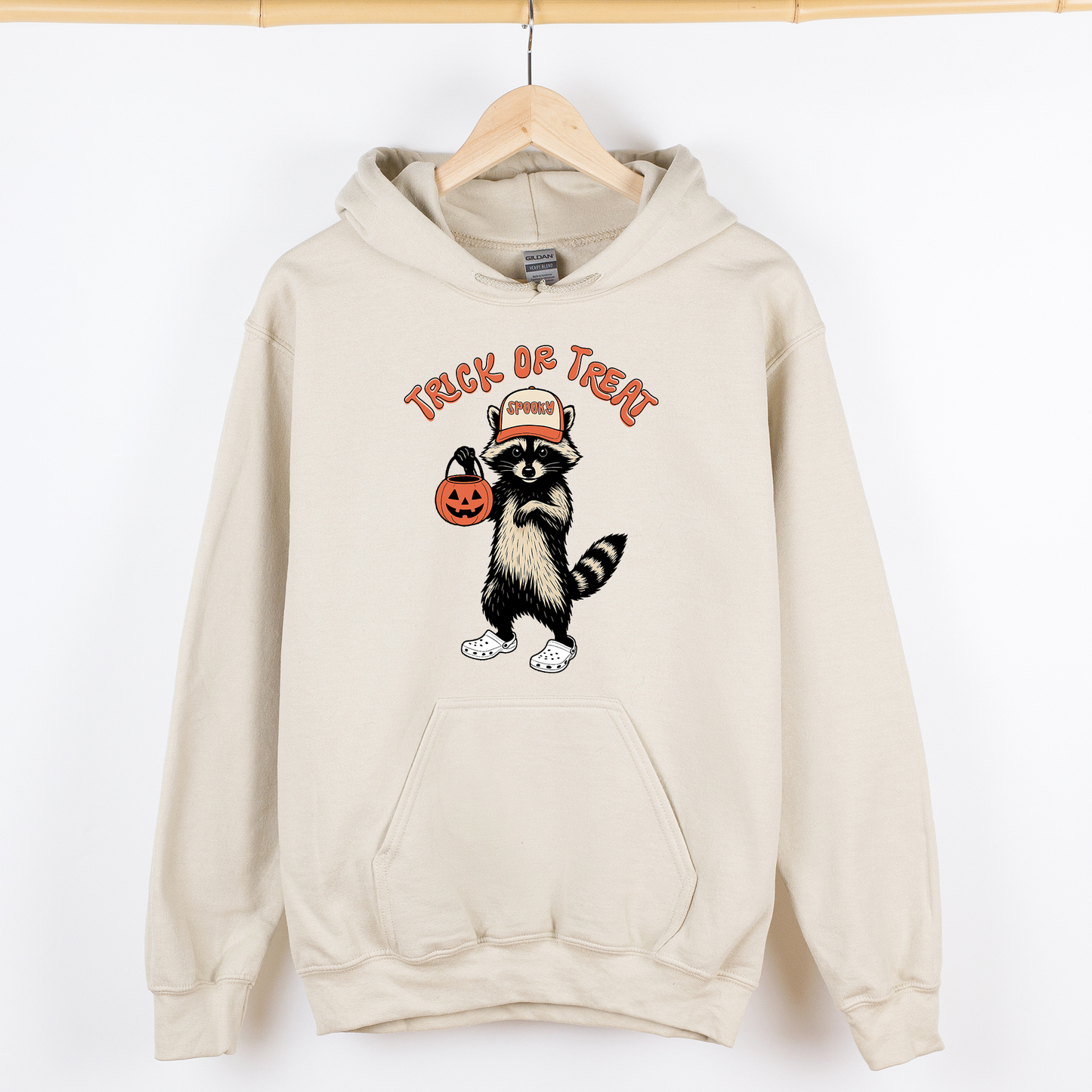 Cream Raccoon, Trick or Treat, Cute, Halloween, Spooky, Graphic Hoodie, Hooded Sweatshirt