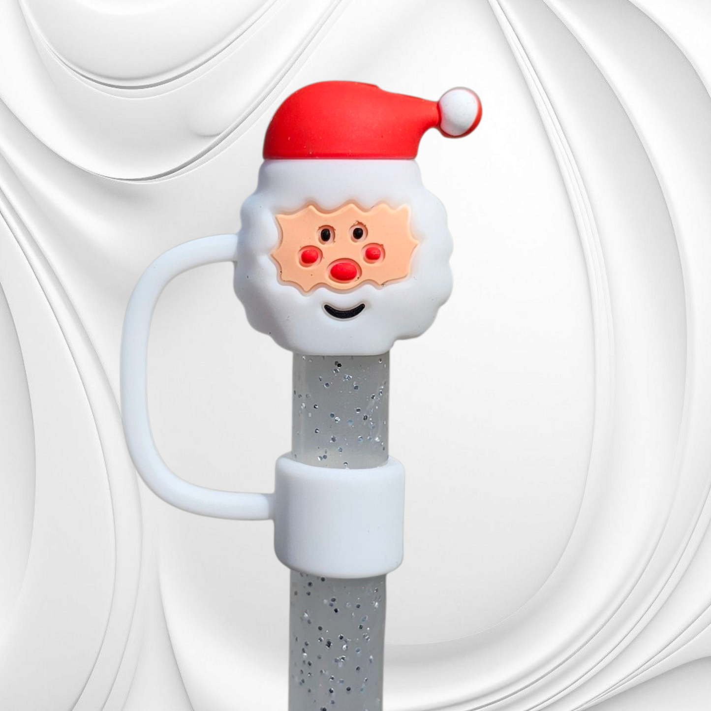 Santa Clause 3D Silicone Straw Topper by Southern Creative Glamour 