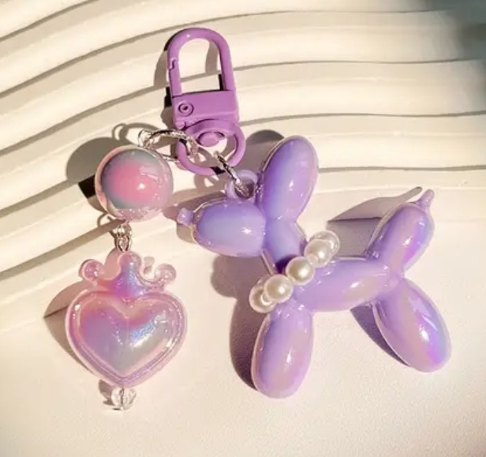 Lilac Purple Princess Balloon Dog Charm Pendant 