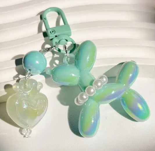 Mint Green Balloon Dog and Princess Heart Charm 