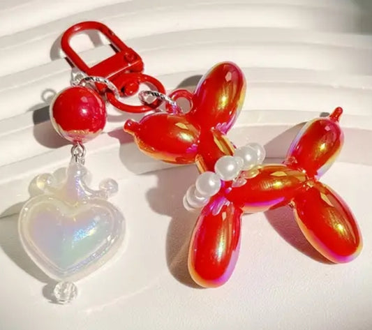 Rose Red Princess Balloon Dog Charm Pendant 