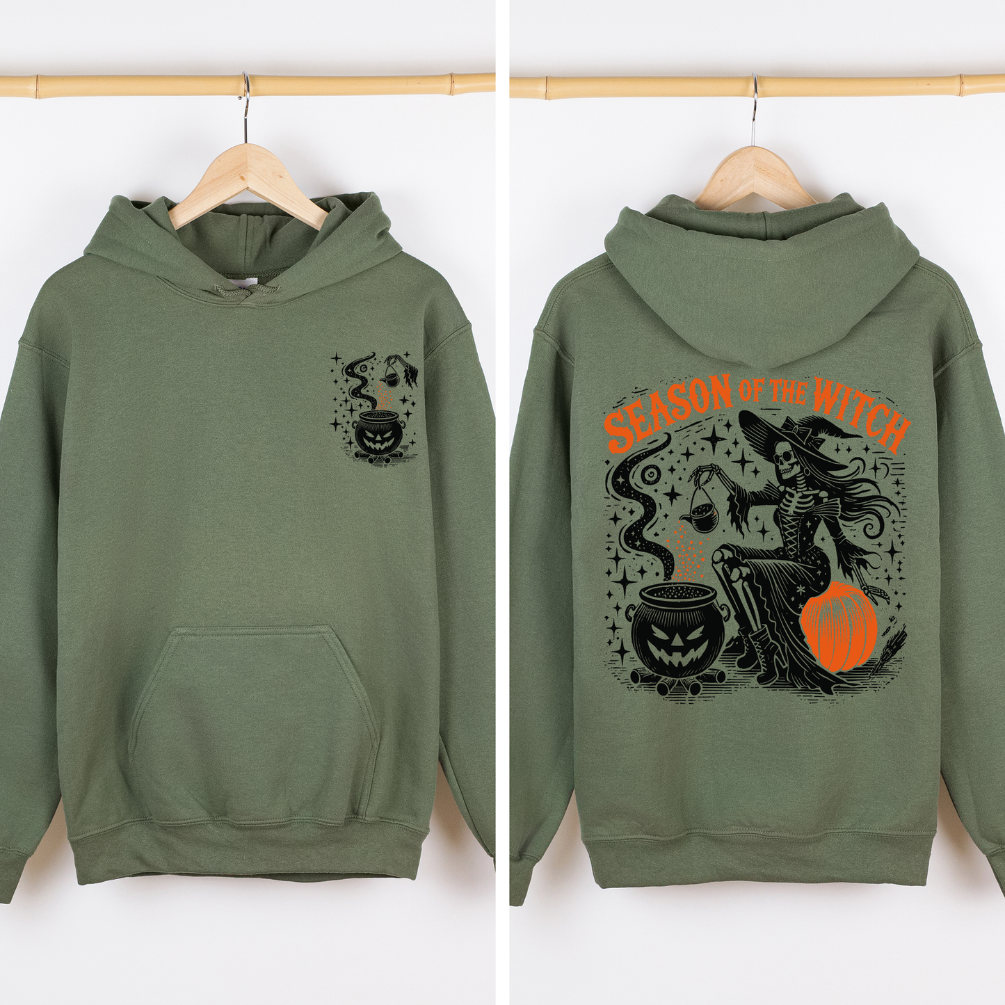 Season of the Witch, Halloween, Front and Back, Spooky, Graphic Hoodie, Hooded Sweatshirt