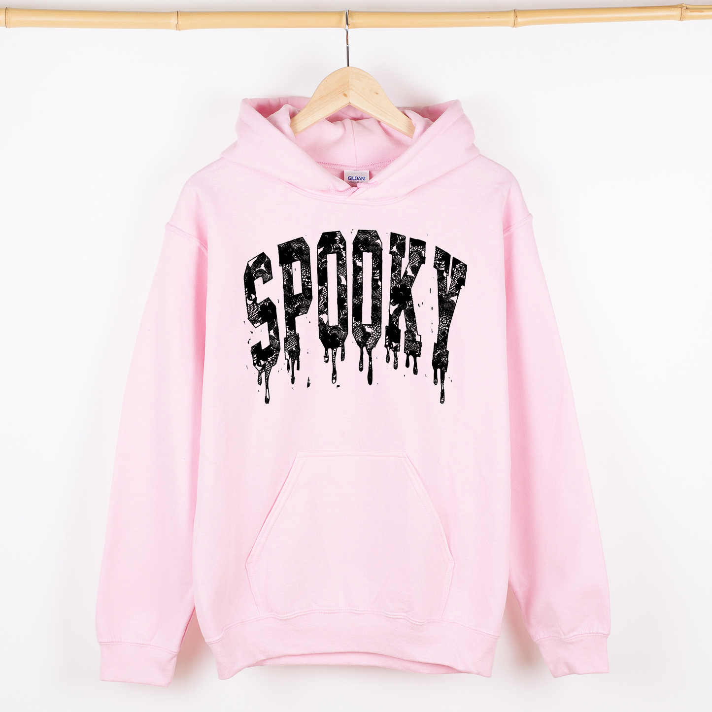 Pink Spooky, Faux Lace, Halloween, Coquette, Graphic Hoodie, Hooded Sweatshirt