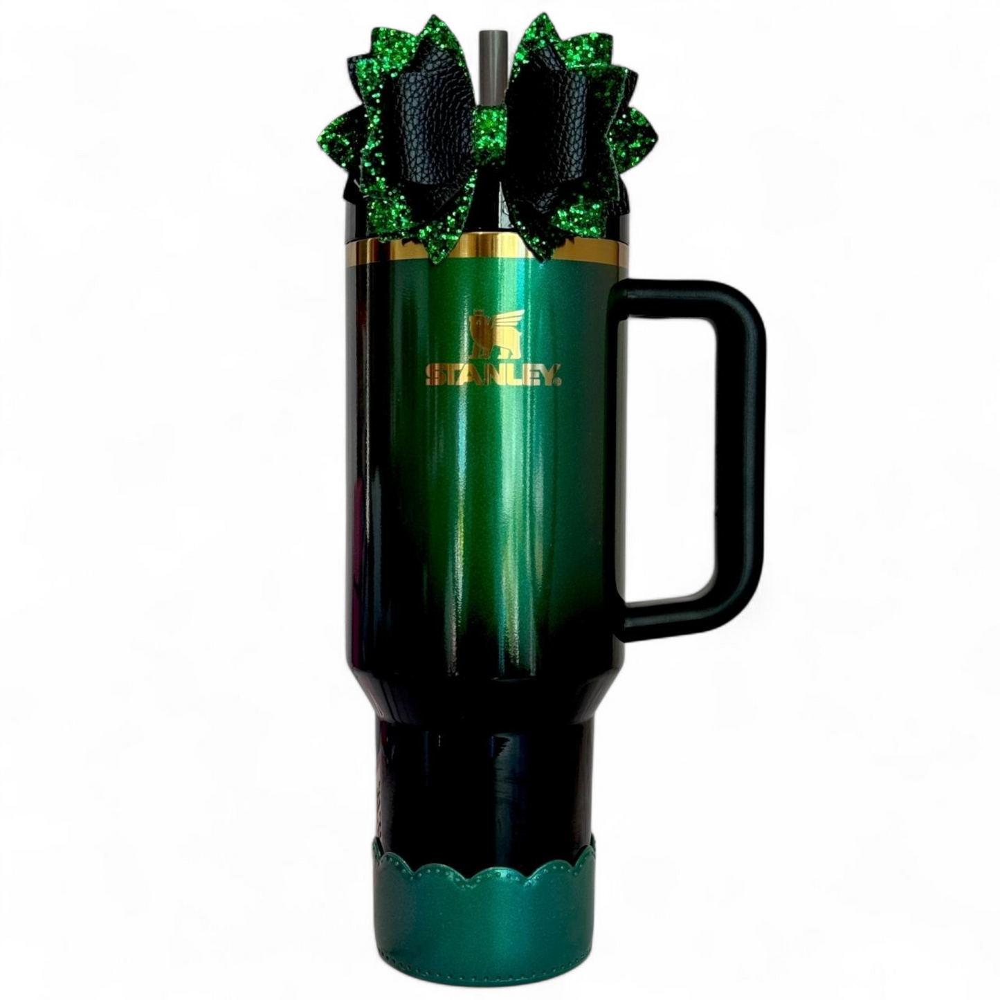 Green Shimmer Scallop Tumbler Boot -fits 20-40oz on Wicked Elphaba Stanley 