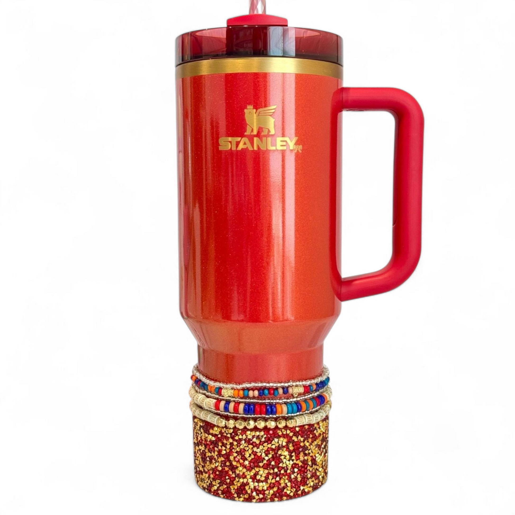 Rainbow & Gold Tumbler Bracelet Stack -fits 30-40oz on Stanley 40oz Scarlet Tinsel Tumbler 