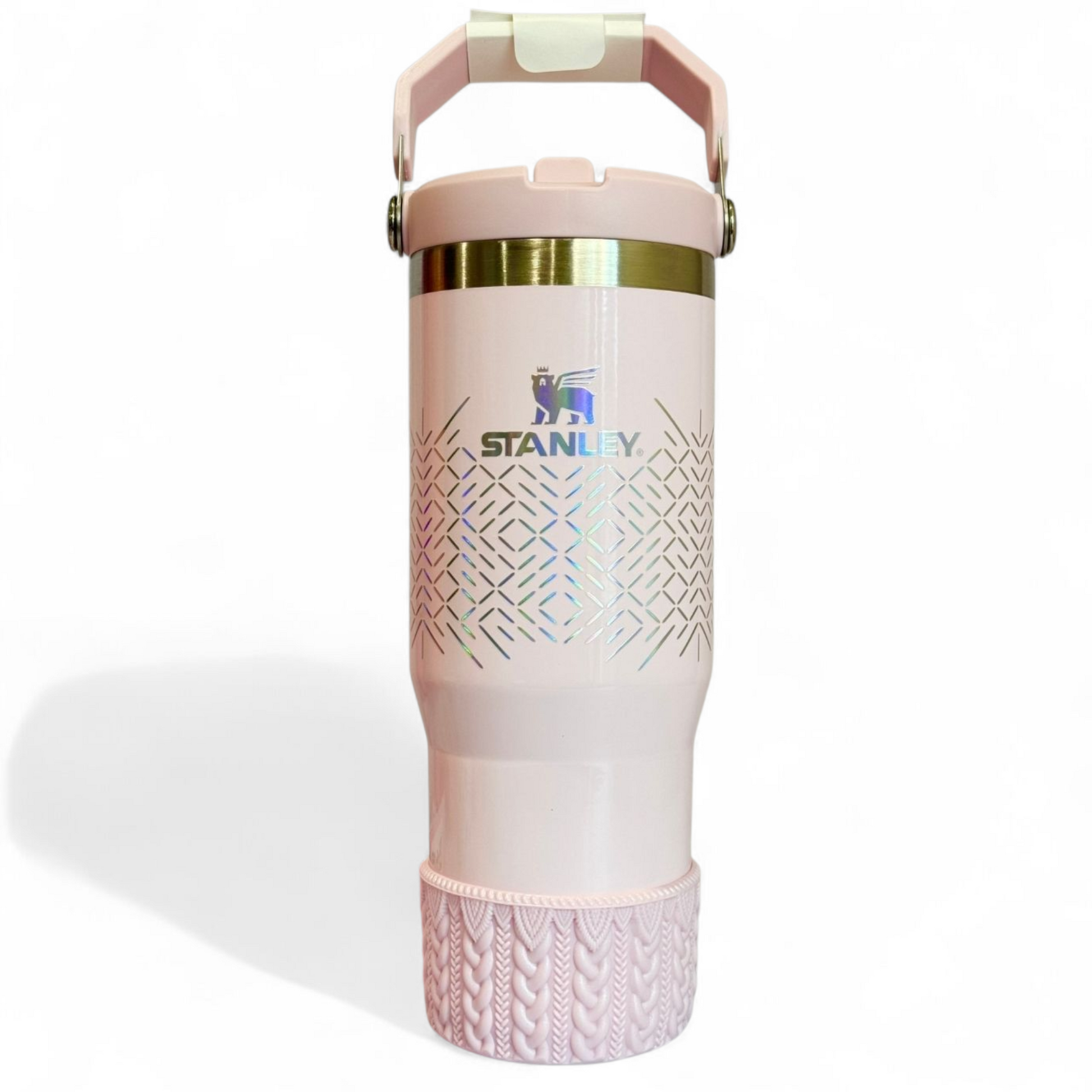 Pink Icicle Shimmer MACRAME Tumbler Boot -fits 20-40oz on 30oz Stanley Flip Top 