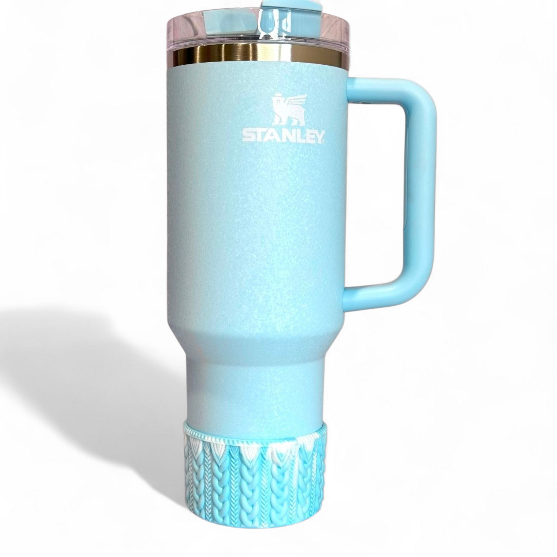 Powder Blue Shimmer Remix MACRAME Tumbler Boot -fits 20-40oz