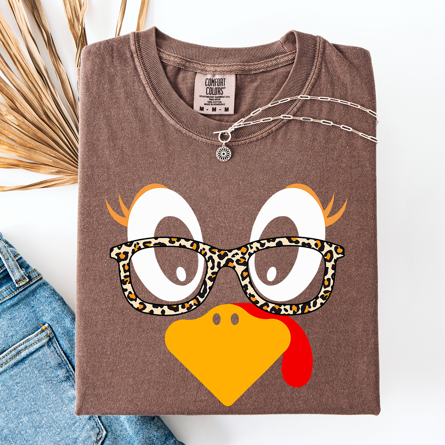 Brown Thanksgiving, Teacher, Turkey, Cute, Leopard Print, Comfort Colors T-Shirt