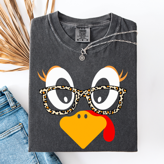 Charcoal Gray Thanksgiving, Teacher, Turkey, Cute, Leopard Print, Comfort Colors T-Shirt
