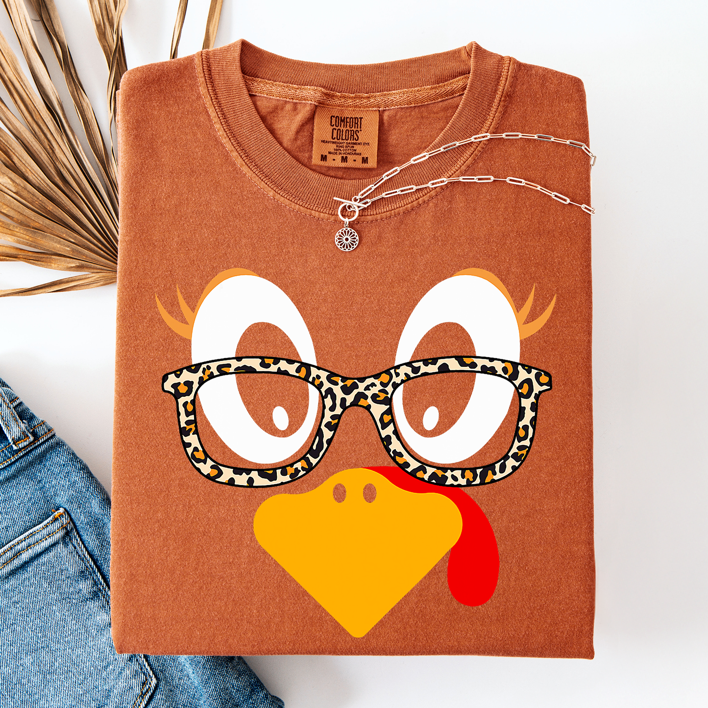 Orange Thanksgiving, Teacher, Turkey, Cute, Leopard Print, Comfort Colors T-Shirt