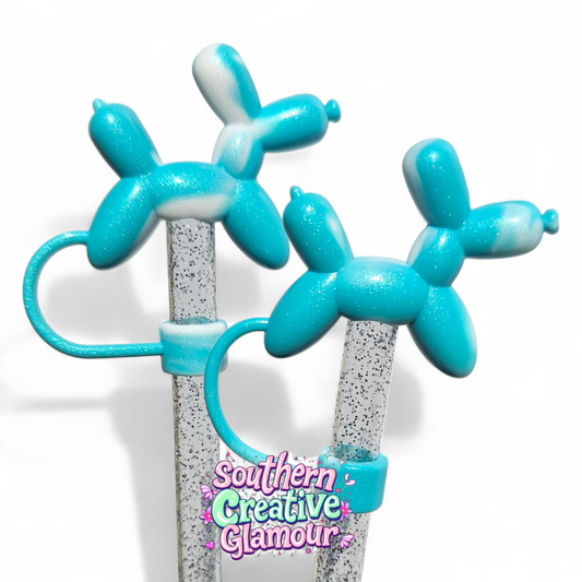 Tiffany Shimmer Balloon Dog 10mm Straw Topper by Southern Creative Glamour 