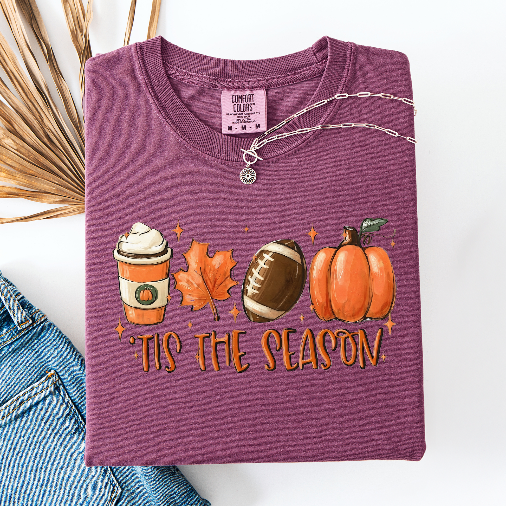 Berry Tis The Season, Football, Game Day, Pumpkin, Coffee, Autumn, Fall, Comfort Colors T-Shirt