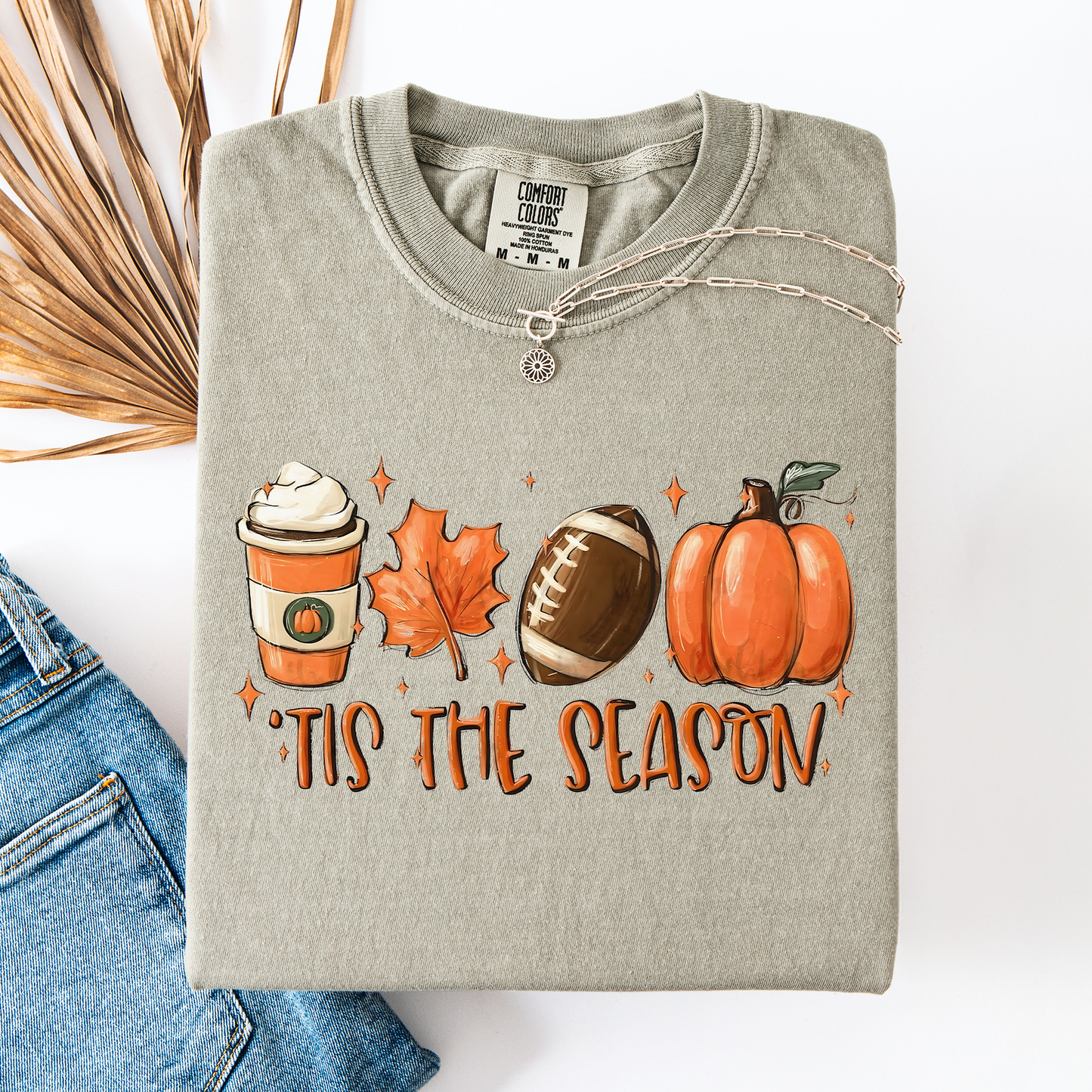Tis The Season, Football, Game Day, Pumpkin, Coffee, Autumn, Fall, Comfort Colors T-Shirt