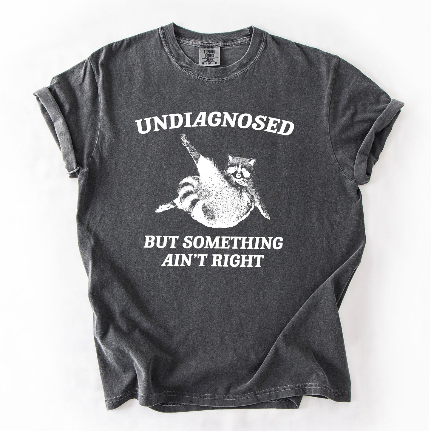 Charcoal Undiagnosed, But Something Ain't Right, Raccoon, Funny, Sassy, Sarcastic Tshirt Comfort Colors T-Shirt