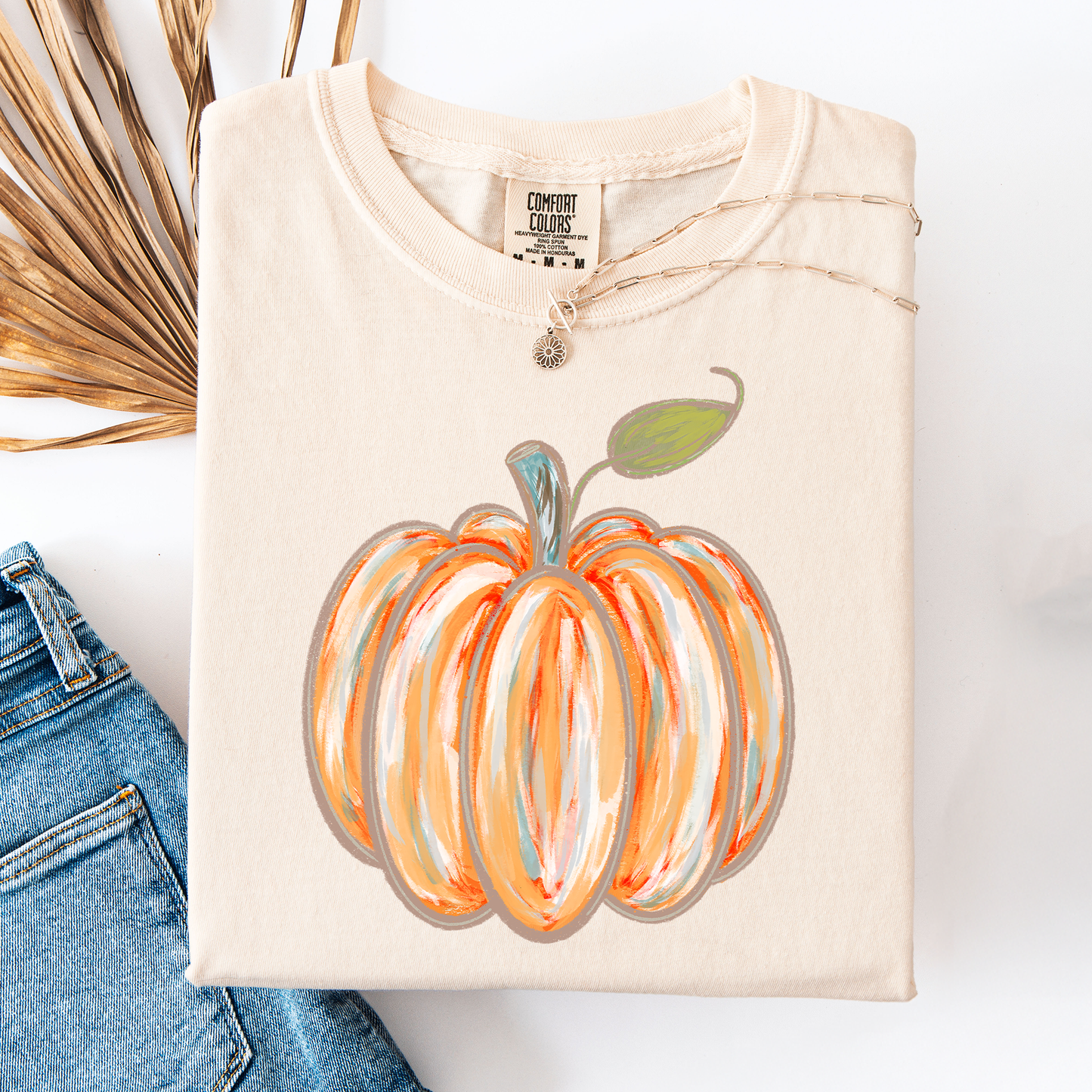 Cream Watercolor Pumpkin, Halloween, Autumn, Fall, Comfort Colors T-Shirt