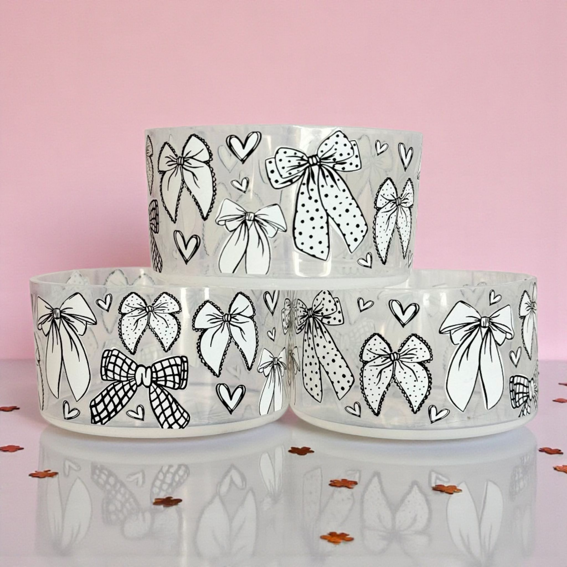 Clear White Bows Tumbler Boot -fits 20-40oz