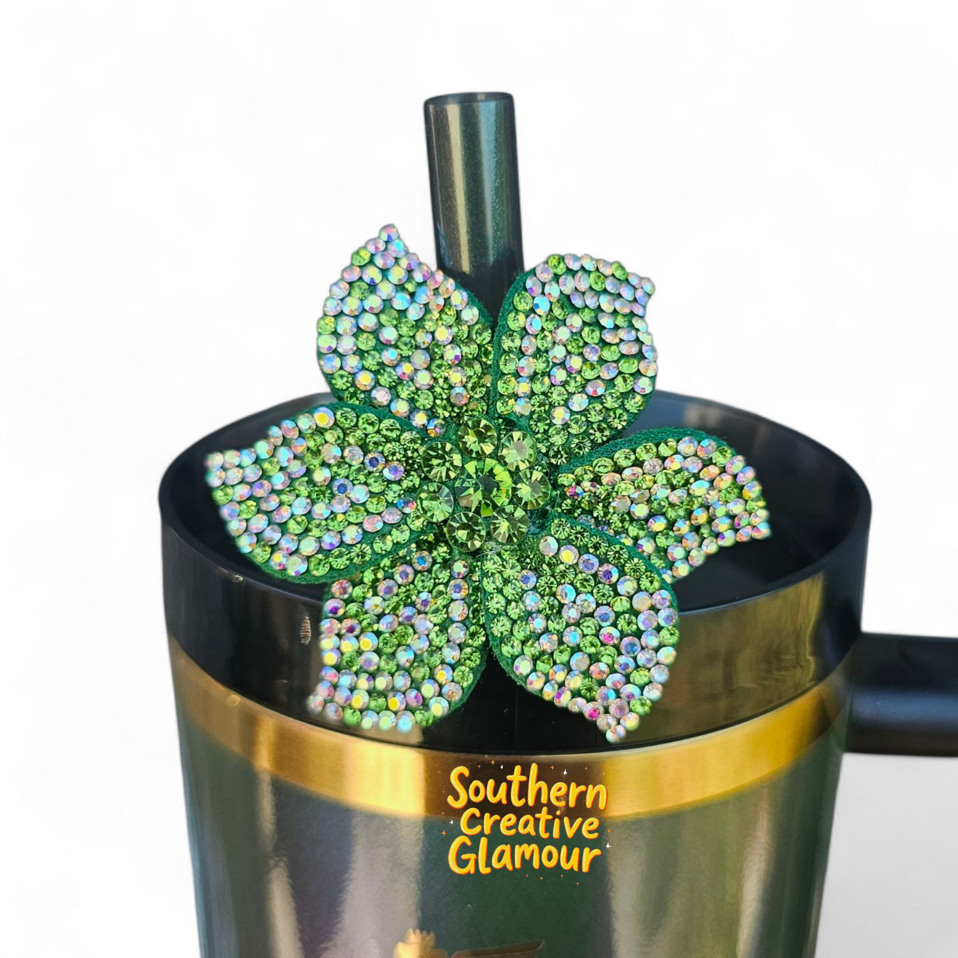 Wicked Green Diamond Flower Tumbler Charm by Southern Creative Glamour 