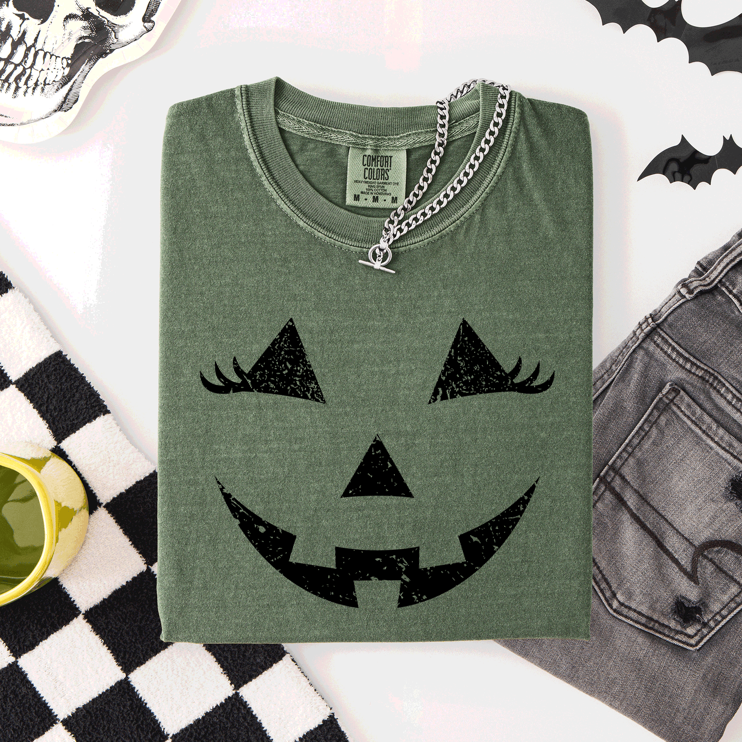 Green Jack o Lantern, Cute, Halloween, Comfort Colors T-Shirt