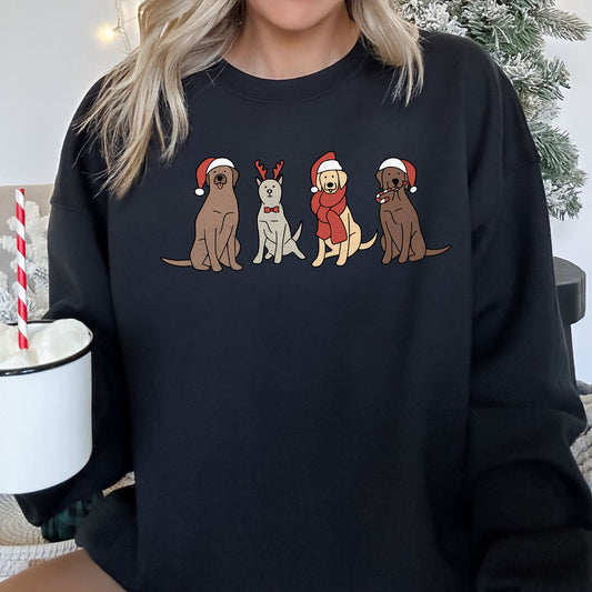 Black Adorable Christmas Dogs Sweatshirt