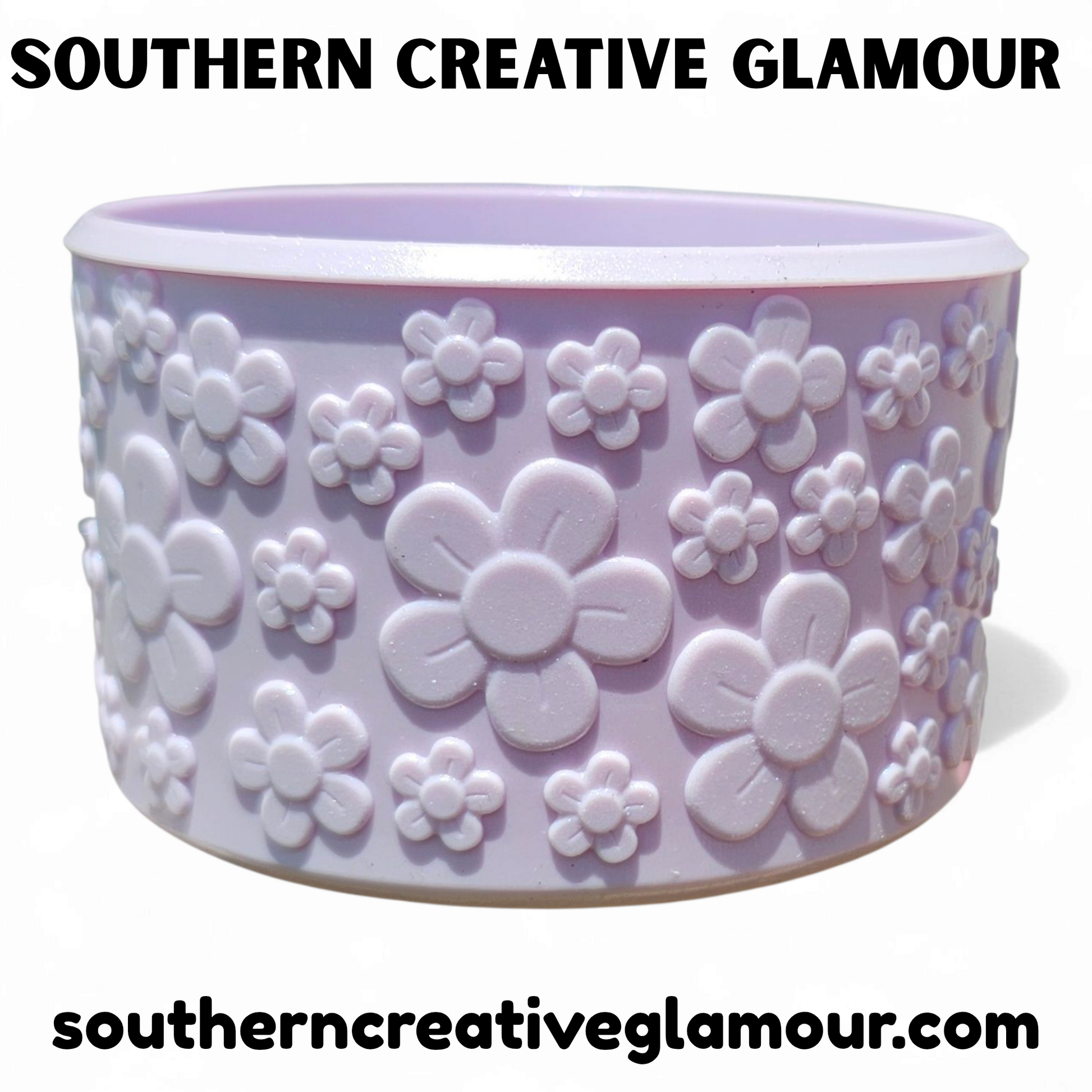 Aster Shimmer 3D Flower Textured Silicone Tumbler Boot by Southern Creative Glamour 