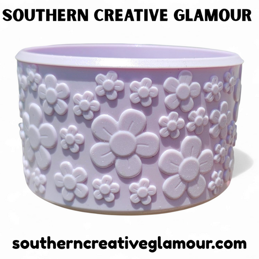 Aster Shimmer 3D Flower Textured Silicone Tumbler Boot by Southern Creative Glamour 