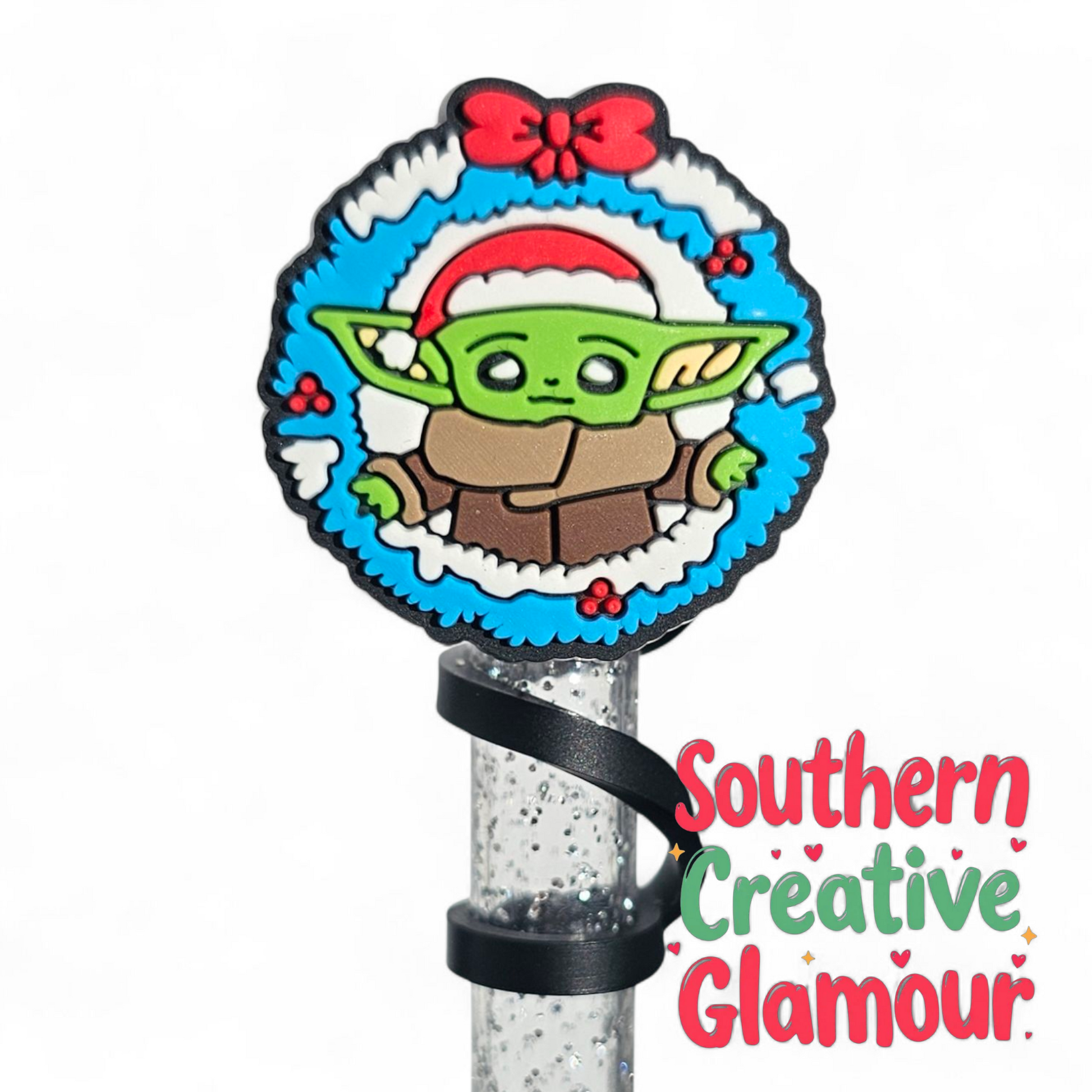 Christmas Yoda 10mm Silicone Straw Topper | Straw Cover 